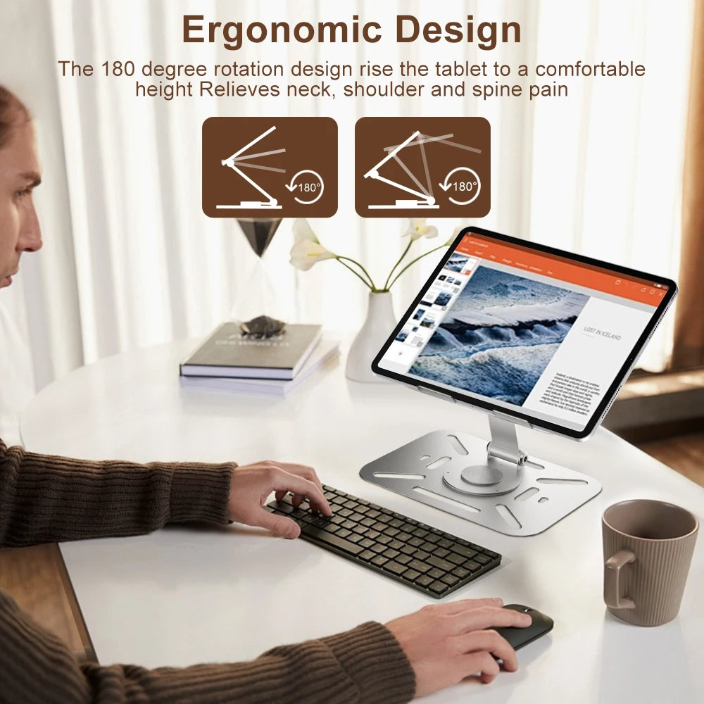 Aluminum Tablet Stand Desk Riser 360° Rotation Phone Laptop Lazy Bracket Height Adjustable Foldable for iPad Huawei Xiaomi Table