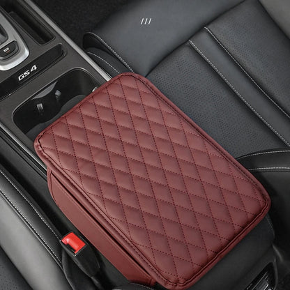 1PC PU Leather Car Armrest Box Heightening Pad with Side Storage Bag Car Armrest Box Cushion Organizer Car Interior Accessories
