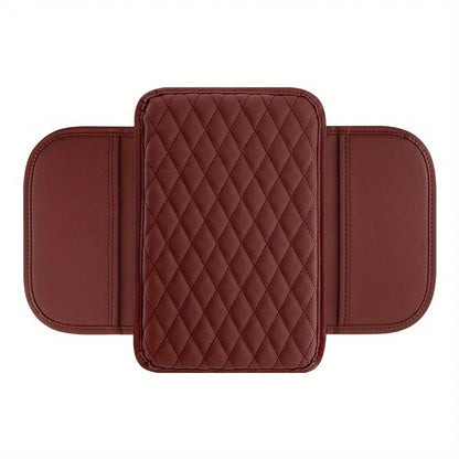1PC PU Leather Car Armrest Box Heightening Pad with Side Storage Bag Car Armrest Box Cushion Organizer Car Interior Accessories